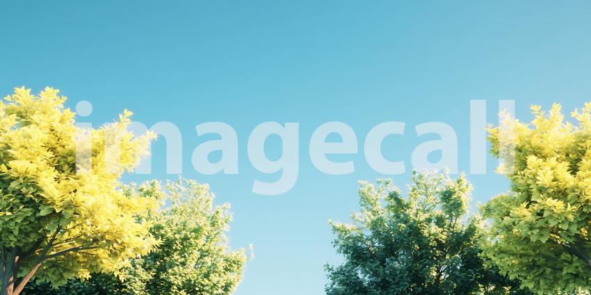 Vibrant Yellow Blossoms Against a Clear Blue Sky Springtime Sere