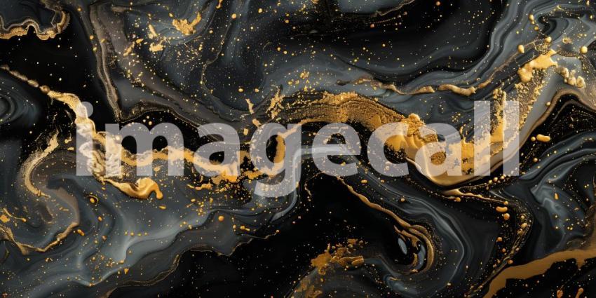 Abstract art in black and gold background