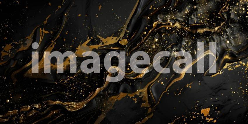 Abstract art in black and gold background