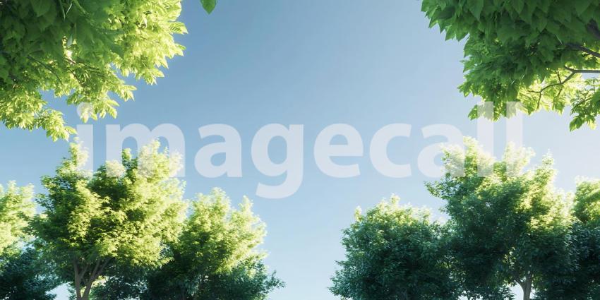 Serene Canopy Lush Greenery Against a Clear Blue Sky