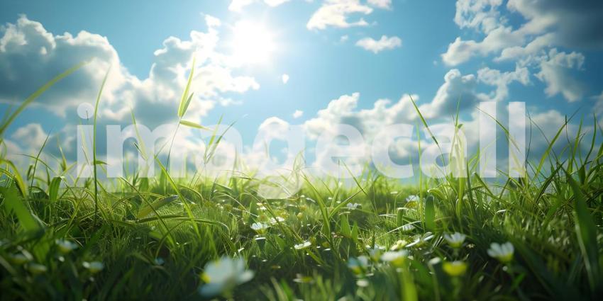 Fresh natural grass with beautiful sky background