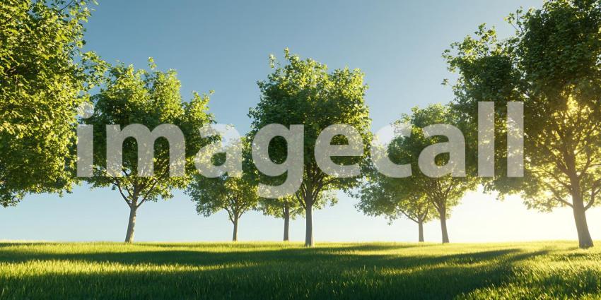 Lush Green Trees Serene Nature Landscape for Peaceful Background