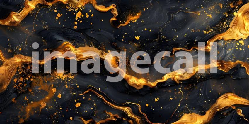 Abstract art in black and gold background