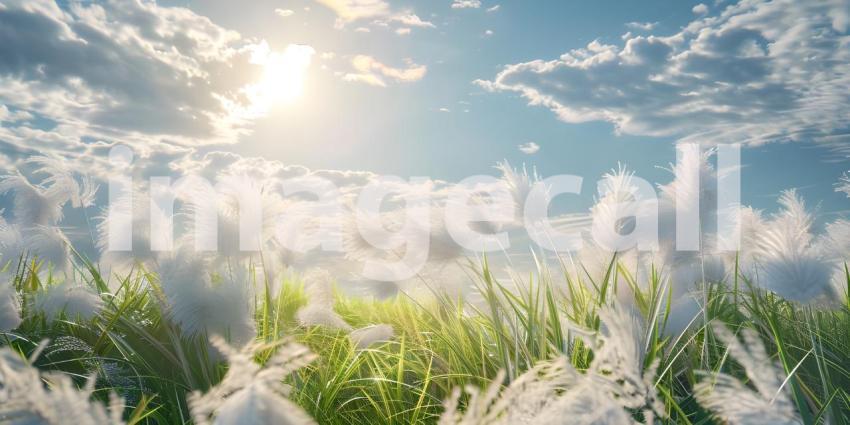 Fresh natural grass with beautiful sky background