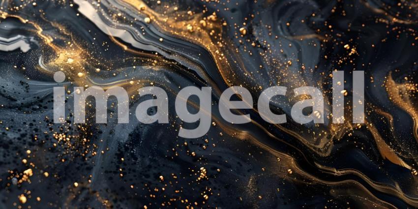 Abstract art in black and gold background