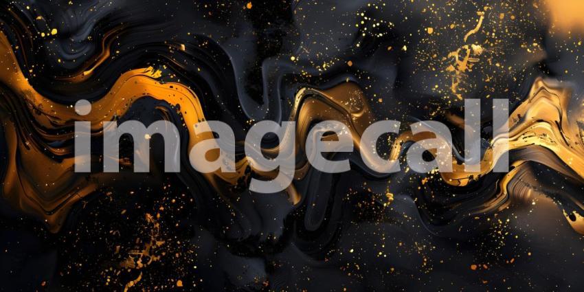 Abstract art in black and gold background