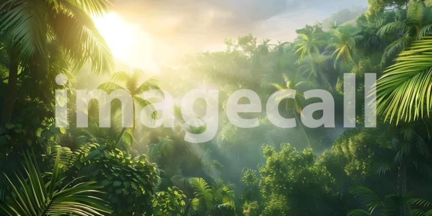 Tropical forest for product presentation background