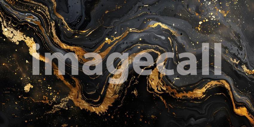 Abstract art in black and gold background