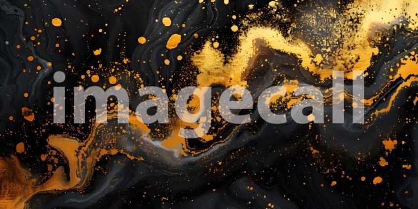 Abstract art in black and gold background