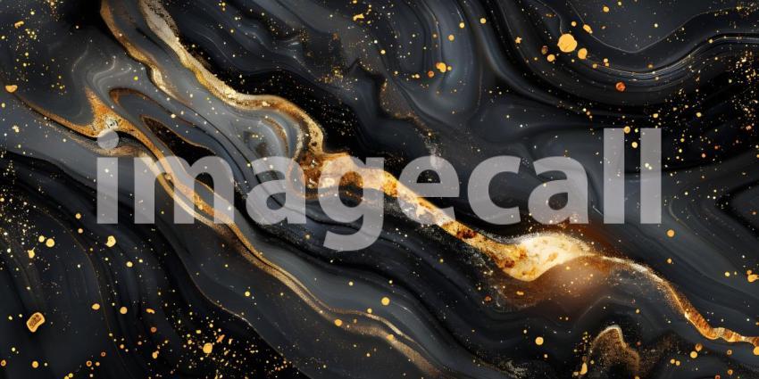 Abstract art in black and gold background