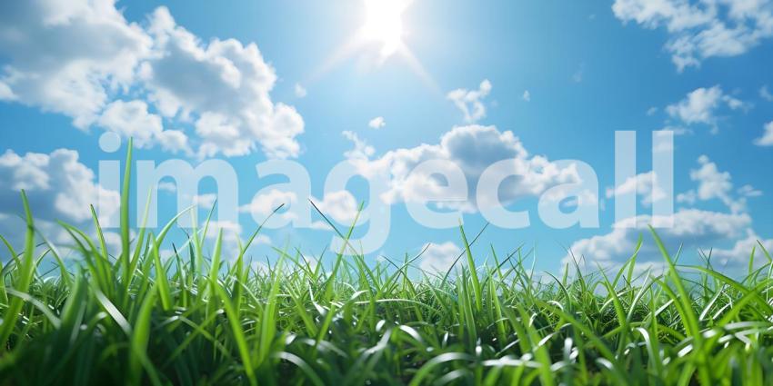 Fresh natural grass with beautiful sky background