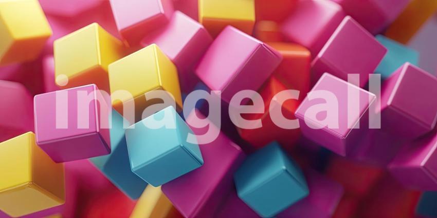 3D Colorful Cube Blocks Background, Vibrant and Geometric Cube Shapes in Bold Colors Creating a Dynamic and Modern 3D Design