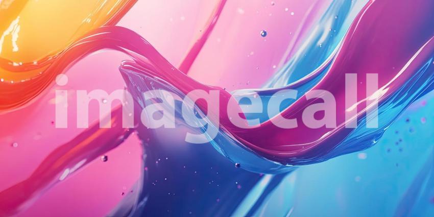 Abstract Art with Flowing Colorful Paint Background, Smooth and Dynamic Waves of Bold Colors Blending Together in an Artistic and Fluid Composition