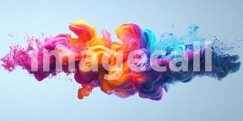 Abstract Art with Flowing Colorful Paint Background, Smooth and Dynamic Waves of Bold Colors Blending Together in an Artistic and Fluid Composition