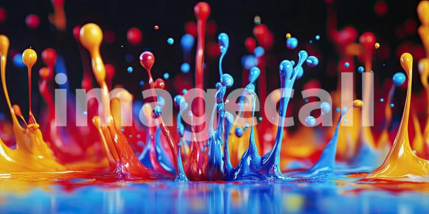 Abstract Colorful Paint Splashes Background, Vibrant and Dynamic Paint Splashes in a Burst of Colors