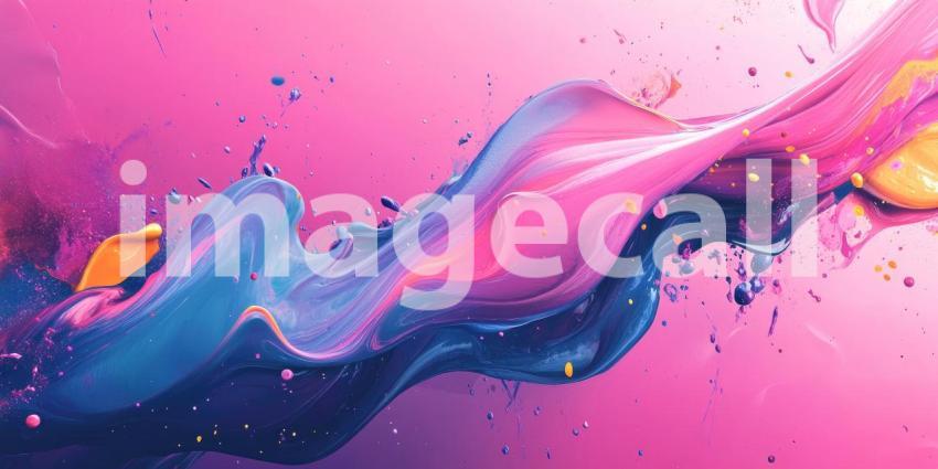 Abstract Art with Flowing Colorful Paint Background, Smooth and Dynamic Waves of Bold Colors Blending Together in an Artistic and Fluid Composition
