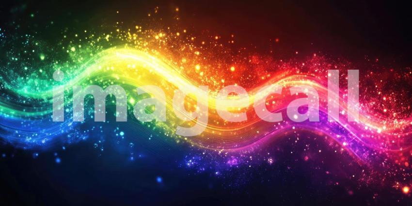 Abstract Rainbow Waves Background, Smooth and Flowing Waves in Vibrant Rainbow Colors Creating a Dynamic and Energetic Visual Effect