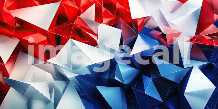 Abstract Red, Blue, and White Triangles Background, Bold Geometric Shapes of Triangles in Vibrant Red, Blue, and White Creating a Dynamic and Modern Design