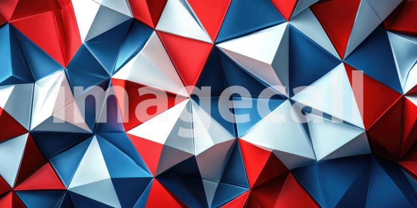 Abstract Red, Blue, and White Triangles Background, Bold Geometric Shapes of Triangles in Vibrant Red, Blue, and White Creating a Dynamic and Modern Design