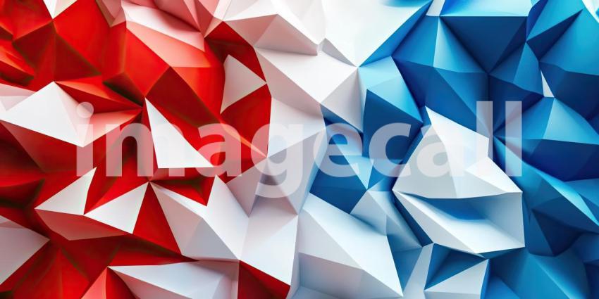 Abstract Red, Blue, and White Triangles Background, Bold Geometric Shapes of Triangles in Vibrant Red, Blue, and White Creating a Dynamic and Modern Design
