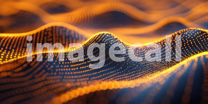 Abstract waves of golden bokeh lights festive background, shimmering golden orbs creating a warm, celebratory atmosphere.