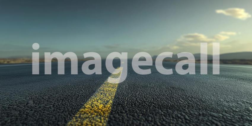 Asphalt long empty road background, a straight stretch of pavement fading into the horizon under an open sky.