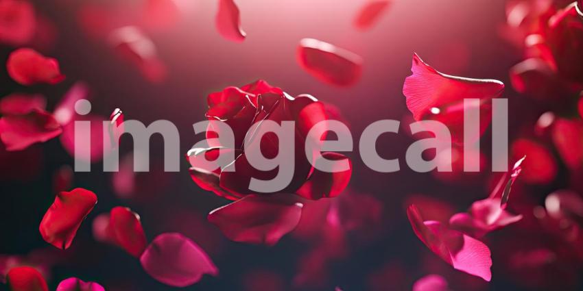 Beautiful vibrant red rose petals clustered and scattered background, a rich display of deep crimson petals creating a romantic and elegant ambiance.