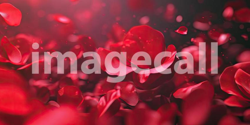 Beautiful vibrant red rose petals clustered and scattered background, a rich display of deep crimson petals creating a romantic and elegant ambiance.