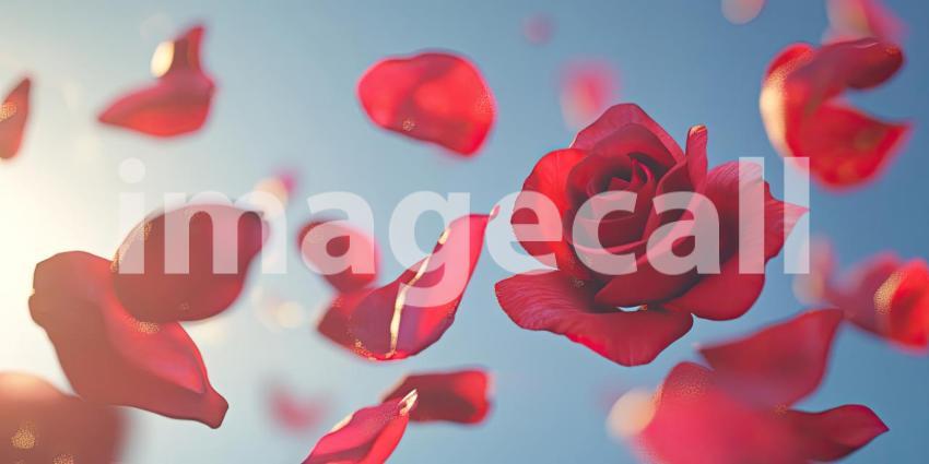 Beautiful vibrant red rose petals clustered and scattered background, a rich display of deep crimson petals creating a romantic and elegant ambiance.