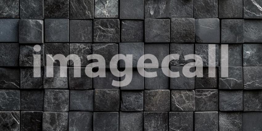 Black dark cube wall texture background, a sleek grid of geometric patterns with a subtle play of light and shadow creating depth.