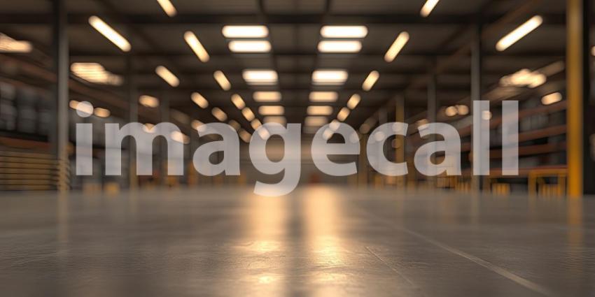 Blurred View of Warehouse Background, Subtle and Soft-Focused Perspective of a Spacious Industrial Warehouse Setting