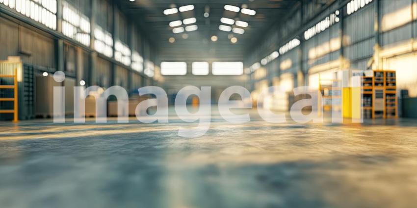 Blurred View of Warehouse Background, Subtle and Soft-Focused Perspective of a Spacious Industrial Warehouse Setting