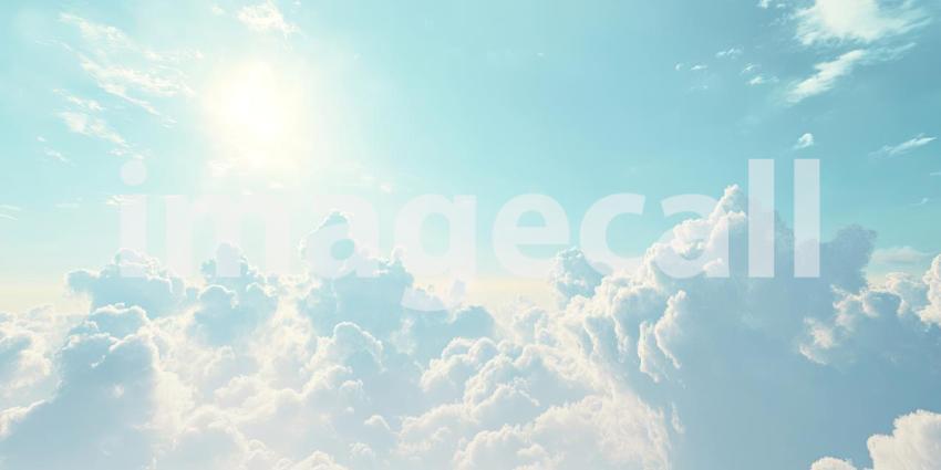 Clouds in Sky with Faint Rainbow Background, Soft Sky Clouds with Subtle Rainbow Arch