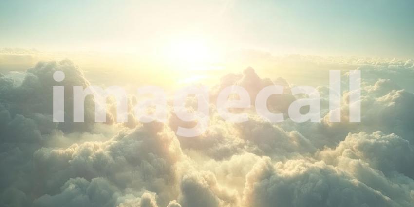 Clouds in Sky with Faint Rainbow Background, Soft Sky Clouds with Subtle Rainbow Arch