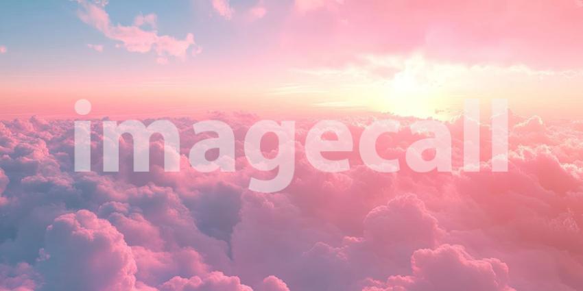 Clouds in Sky with Faint Rainbow Background, Soft Sky Clouds with Subtle Rainbow Arch