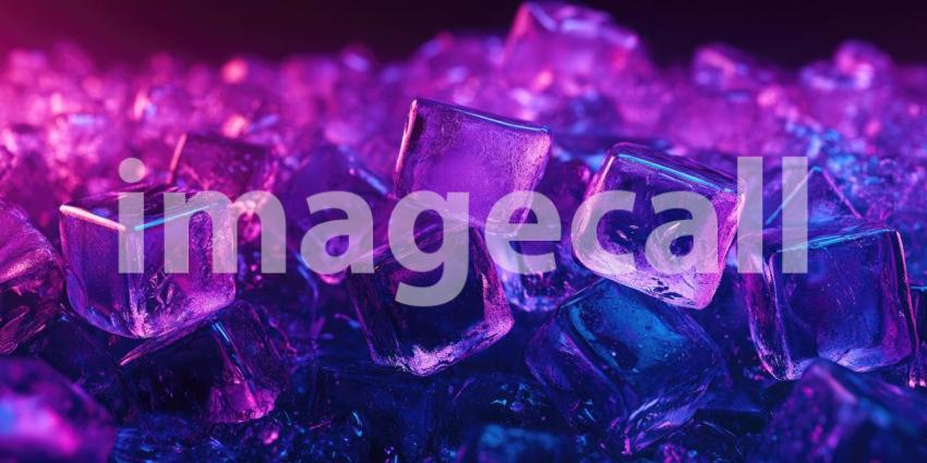 Clear ice cubes background, perfectly formed ice cubes with sharp edges, placed on a smooth surface, reflecting light and creating a cool, crisp atmosphere with subtle glistening effects.
