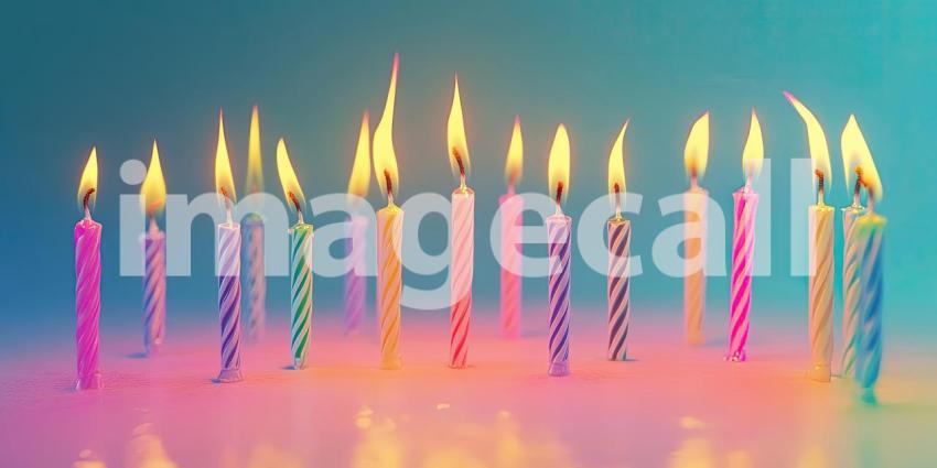 Colorful birthday candles on a solid background, bright, cheerful candles in a variety of colors standing tall, ready to be lit and celebrate a special occasion.