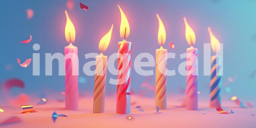 Colorful birthday candles on a solid background, bright, cheerful candles in a variety of colors standing tall, ready to be lit and celebrate a special occasion.