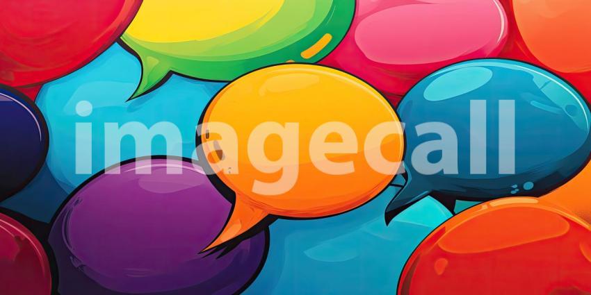Colorful Cartoon Comic Style Speech Bubble Background, Vibrant and Fun Speech Bubbles with Bold Comic Elements