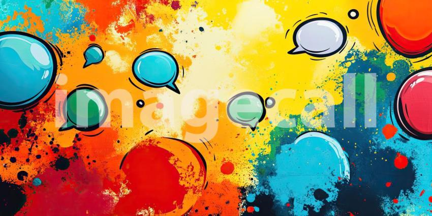 Colorful Cartoon Comic Style Speech Bubble Background, Vibrant and Fun Speech Bubbles with Bold Comic Elements