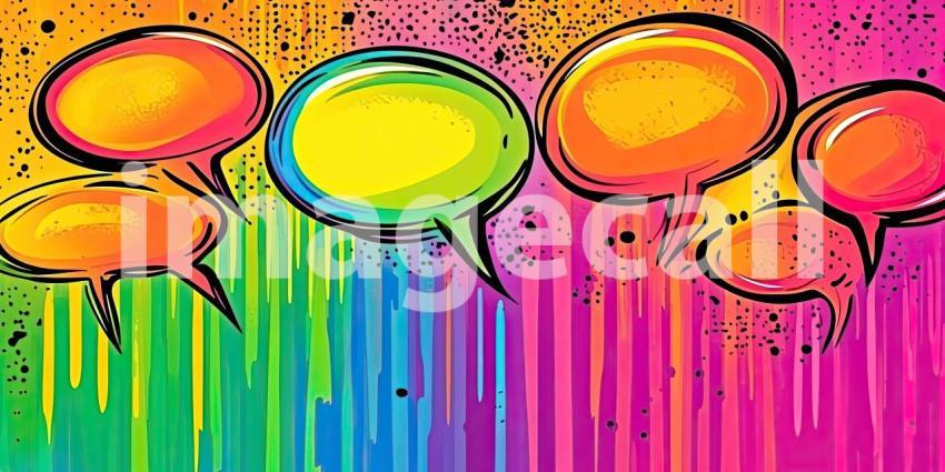 Colorful Cartoon Comic Style Speech Bubble Background, Vibrant and Fun Speech Bubbles with Bold Comic Elements