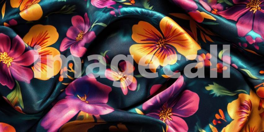 Colorful floral patterned fabrics textile clothes background, a rich assortment of vibrant fabrics adorned with intricate floral designs, creating a lively and artistic scene full of texture and color.