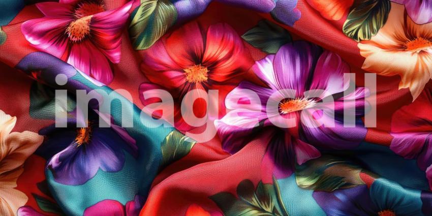 Colorful floral patterned fabrics textile clothes background, a rich assortment of vibrant fabrics adorned with intricate floral designs, creating a lively and artistic scene full of texture and color.