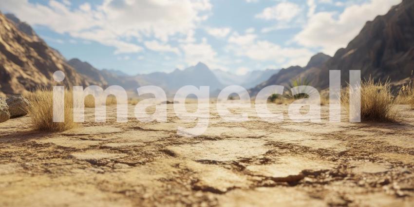 Cracked Desert Ground Background, Dry and Parched Earth with Deep Cracks, Depicting a Harsh Desert Landscape