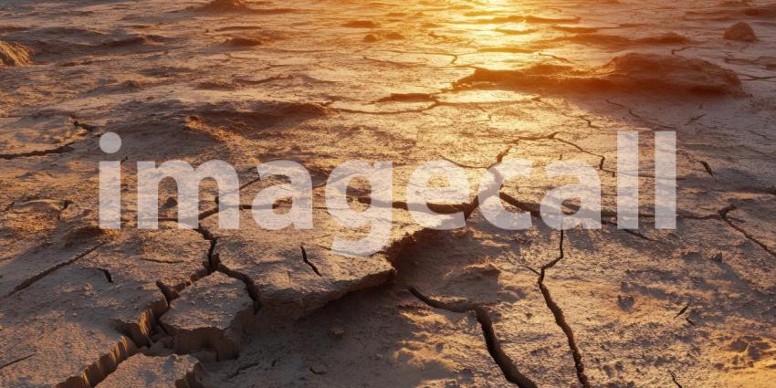 Cracked Desert Ground Background, Dry and Parched Earth with Deep Cracks, Depicting a Harsh Desert Landscape