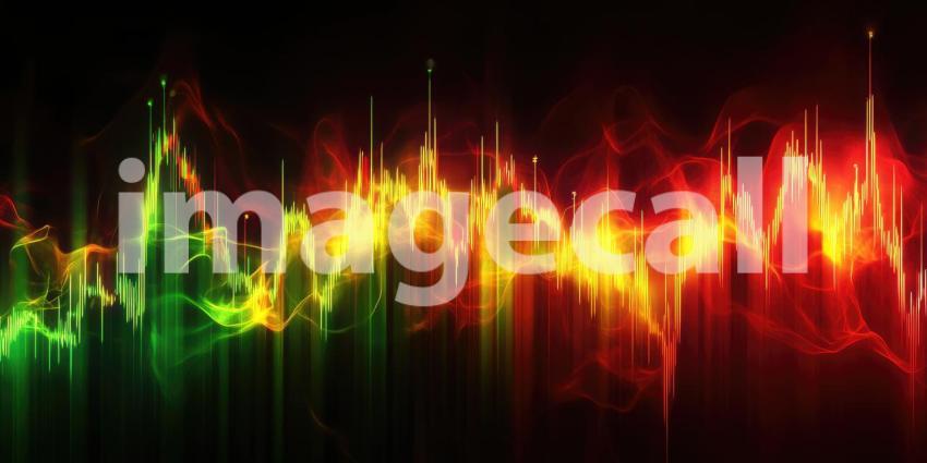 Digital Stock Market Graph Glowing Green Red Candlestick Chart Background, Dynamic Stock Chart Display with Vibrant Green and Red Candlestick Movements