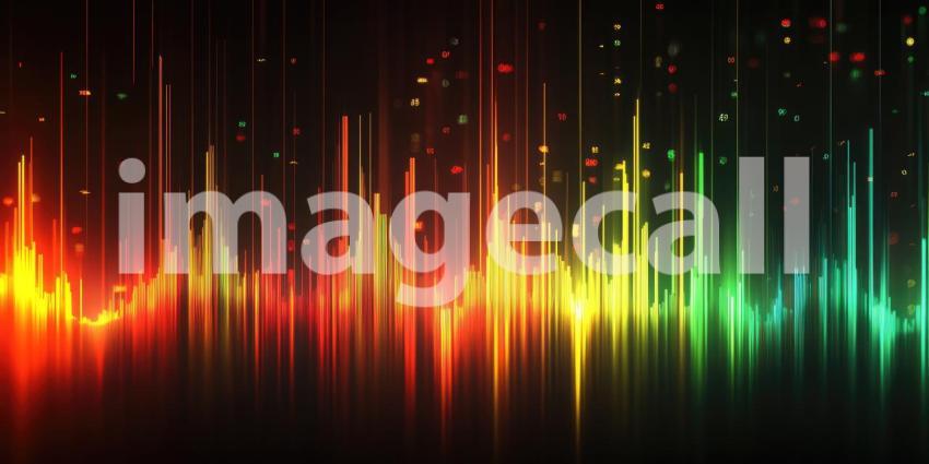 Digital Stock Market Graph Glowing Green Red Candlestick Chart Background, Dynamic Stock Chart Display with Vibrant Green and Red Candlestick Movements