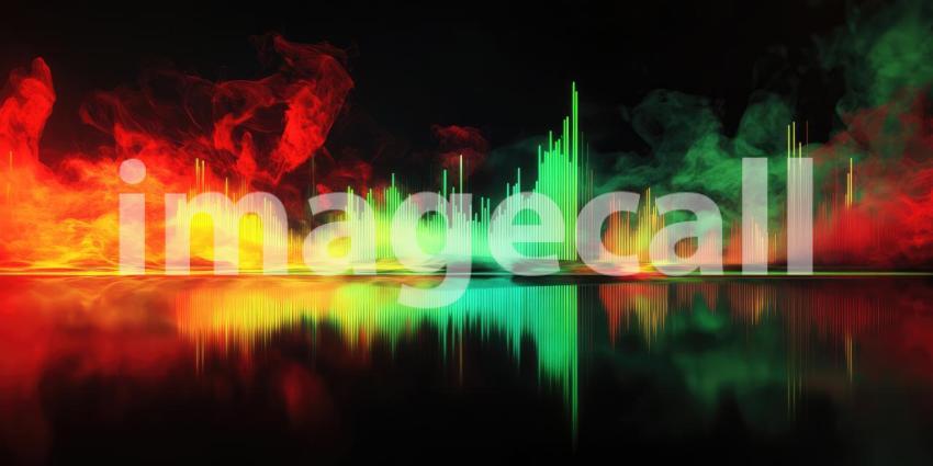Digital Stock Market Graph Glowing Green Red Candlestick Chart Background, Dynamic Stock Chart Display with Vibrant Green and Red Candlestick Movements