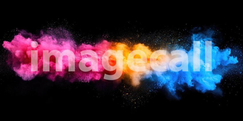 Explosion of Vibrant Powders Background, Bright and Colorful Powders Burst into the Air, Creating a Dynamic and Energetic Display of Colors
