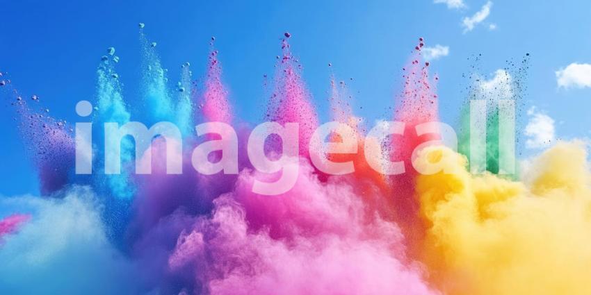 Explosion of Vibrant Powders Background, Bright and Colorful Powders Burst into the Air, Creating a Dynamic and Energetic Display of Colors